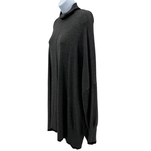 Adrianna Papell Tipped Turtleneck Sweater XL Heather Gray Black Trim Super Soft - Picture 4 of 9